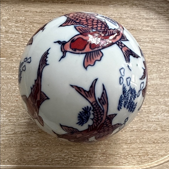 Japanese ceramic Koi fish. Decorative orb. 4” - Picture 2 of 3